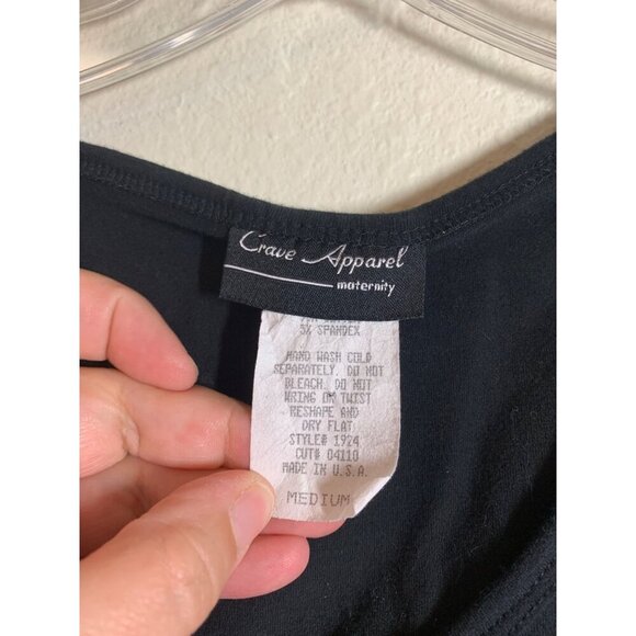 Vintage Crave Apparel Maternity Black Cotton Tank Medium Y2K Casual Basics AE2 - Picture 3 of 4